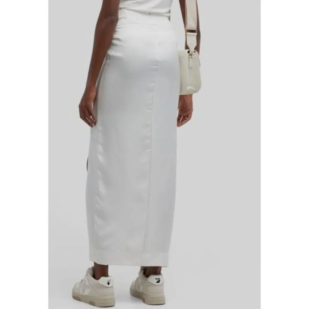$1115 Rhude Women White Silk Draped Midi Skirt Skirt Size L - Picture 2 of 4